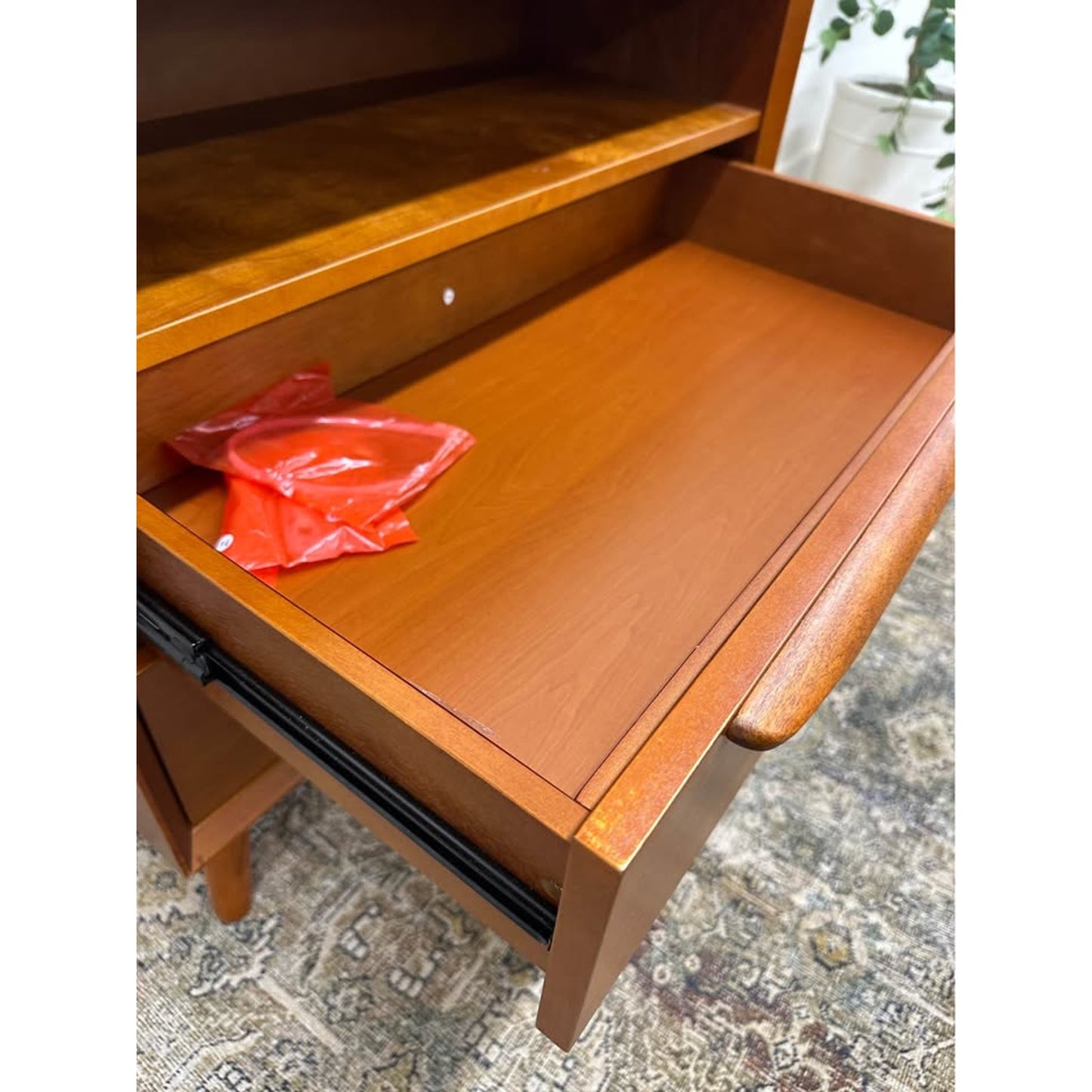 Frieda 2 - Drawer Nightstand with Built-In Outlets-ACORN Wood Finish MCM Style