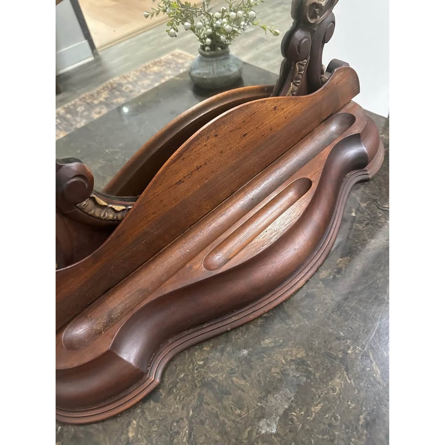 Antique Victorian Mahogany Entry Table Dresser Side Table Cabinet Mirror Marble Top