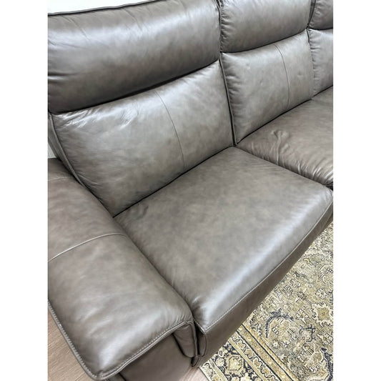 Enjolie Modern Sofa Couch Brown Top Grain Leather Power Recline Adjustable Headrests USB Charging