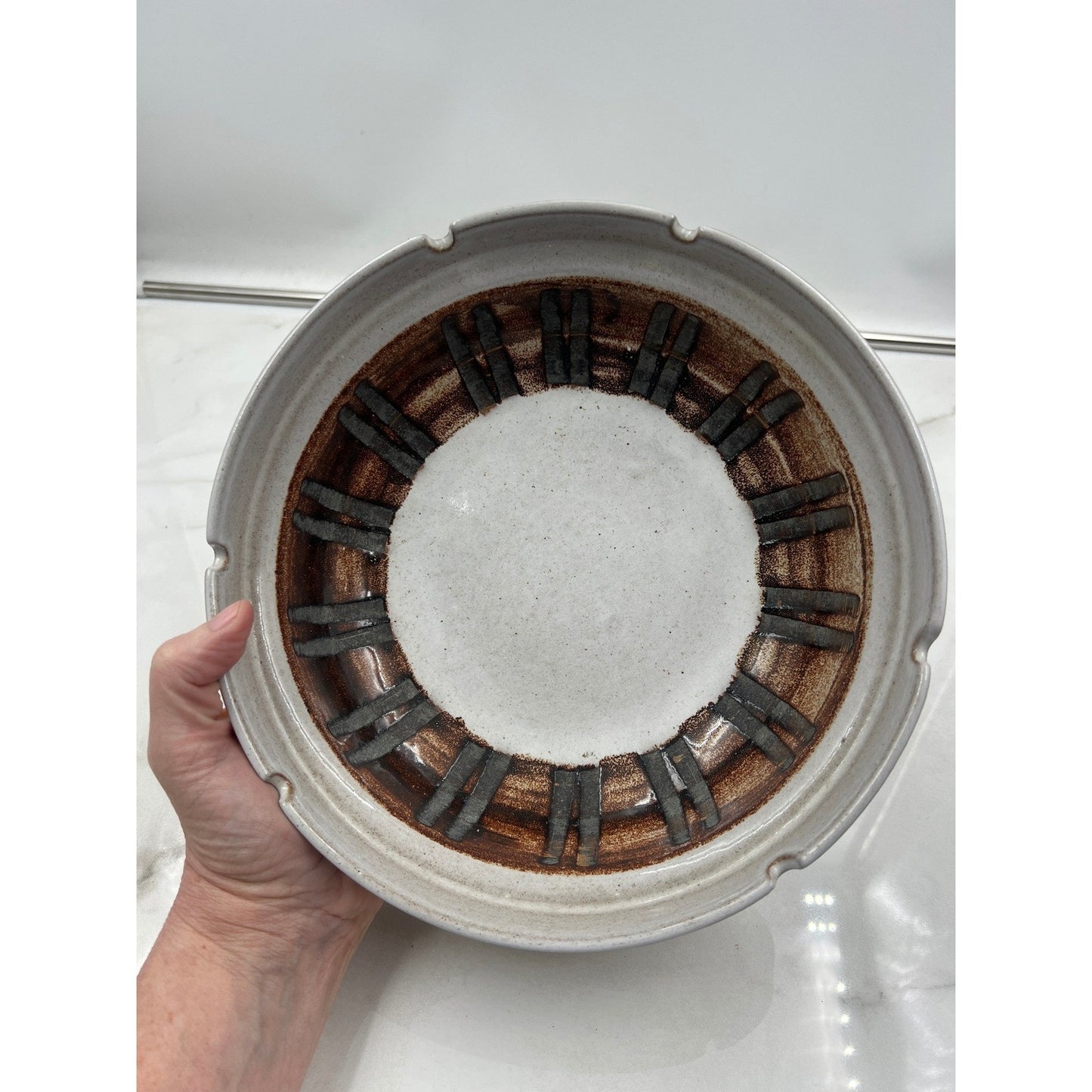 Marshall Studios Vintage MCM Ceramic Ashtray Brown Geometric M301-23-D38