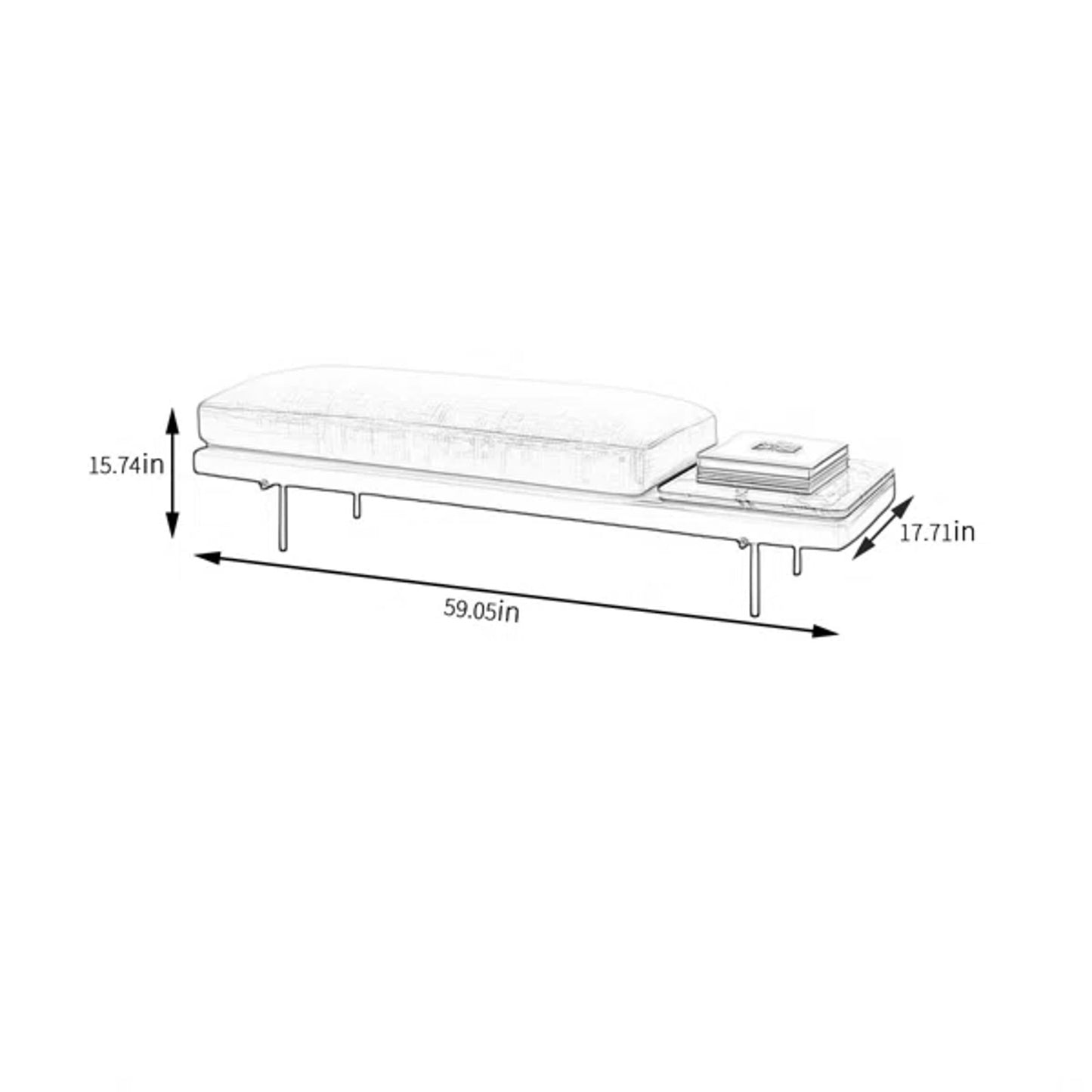Mirycal Cotton Linen Upholstered Bench Marble Table Seat Hokku Designs