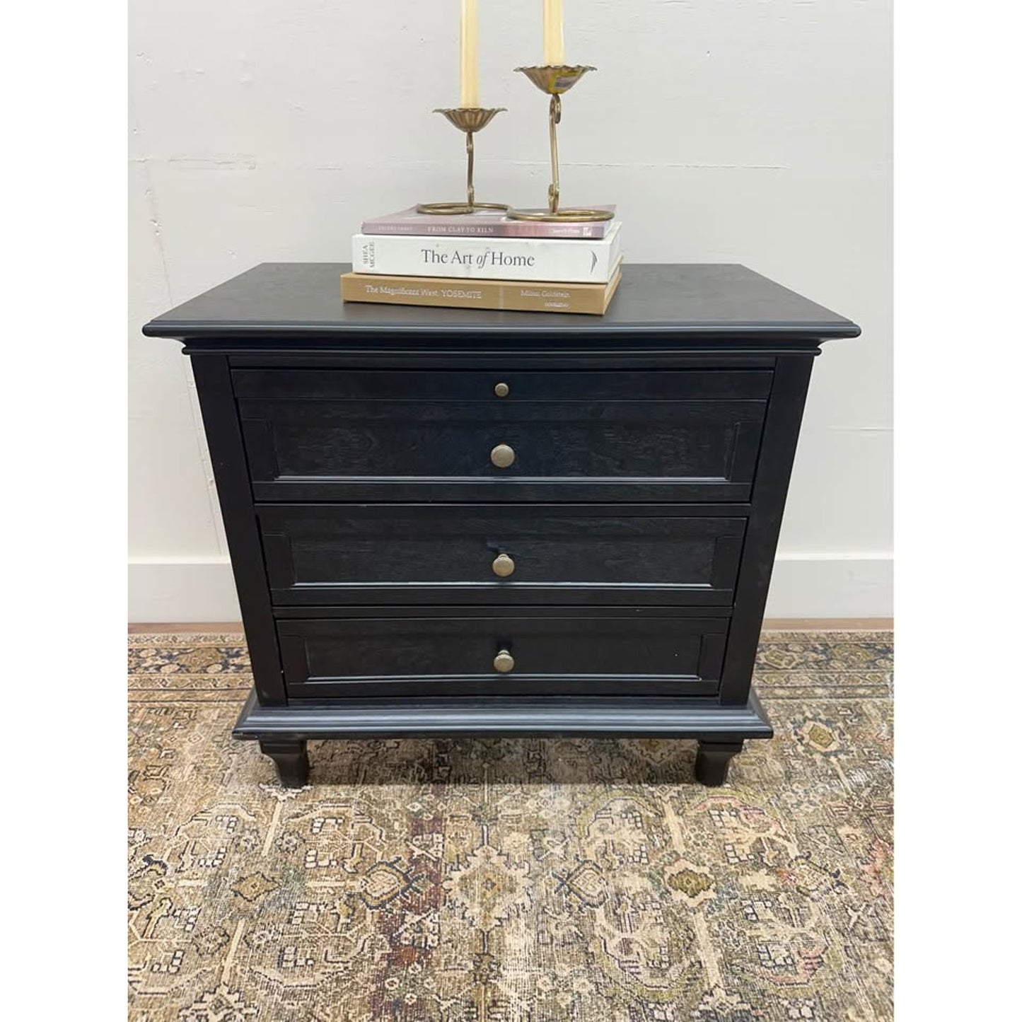 Dominic 3 Drawer Nightstand Kona Stain Built-In Outlets Wood Pull Out Tray