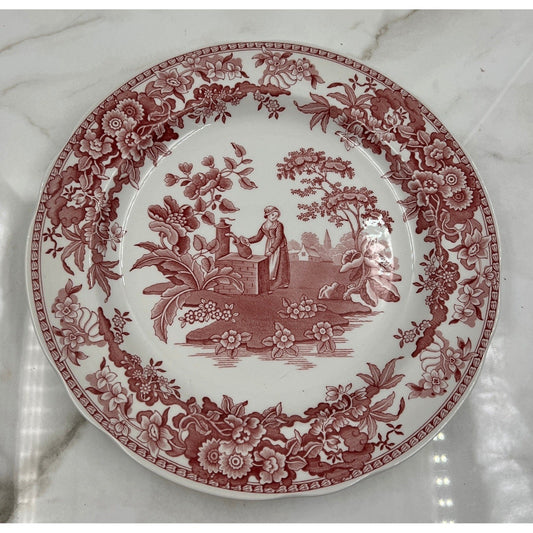 Spode Archive Collection Georgian Series Girl At Well Red Transferware Plate