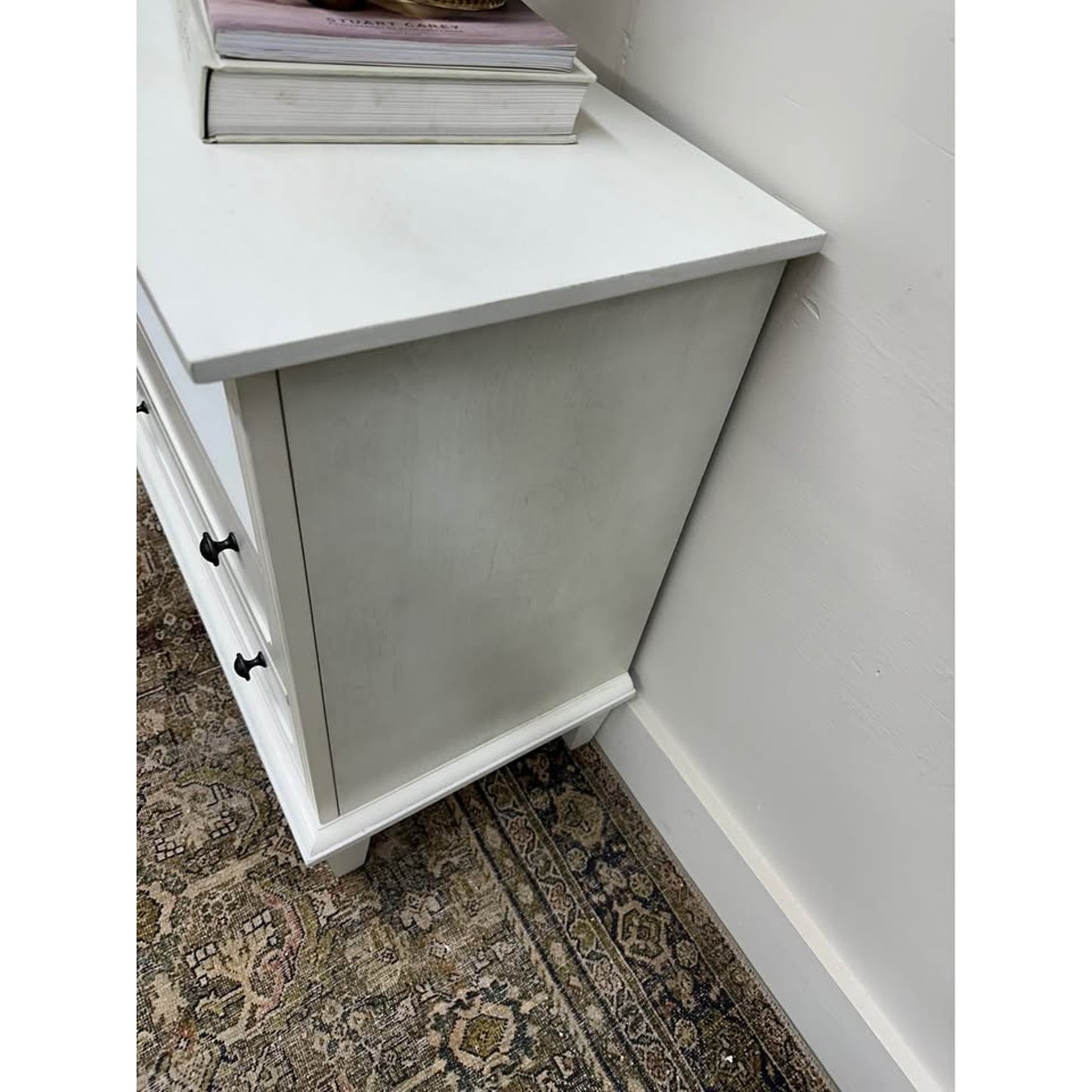 Davide 2 Drawer Nightstand Solid Wood End Table Chest Creamy White W/Charging Station New