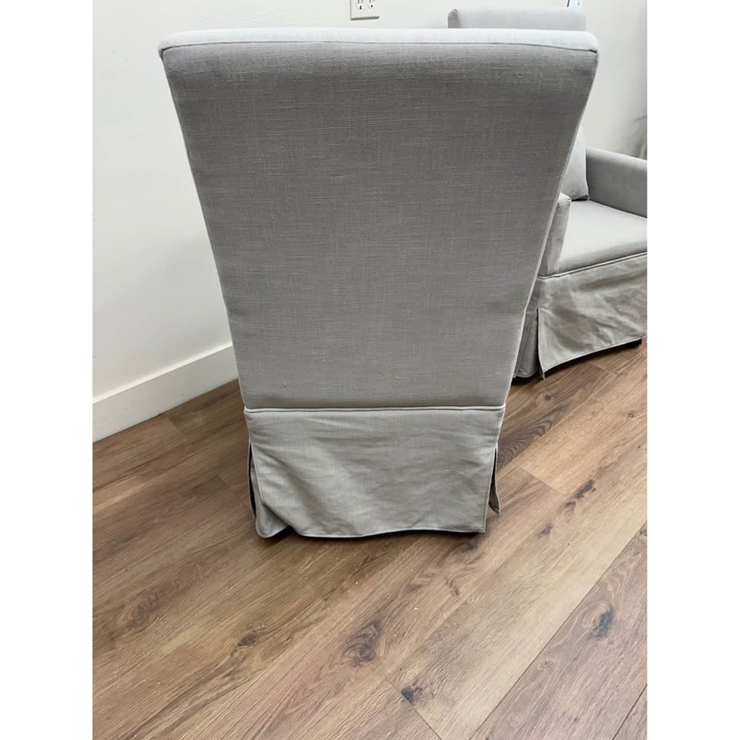 Gray Slipcovered Arm Chairs Dining Chairs Kitchen Chair Caster Wheels w/Pillows