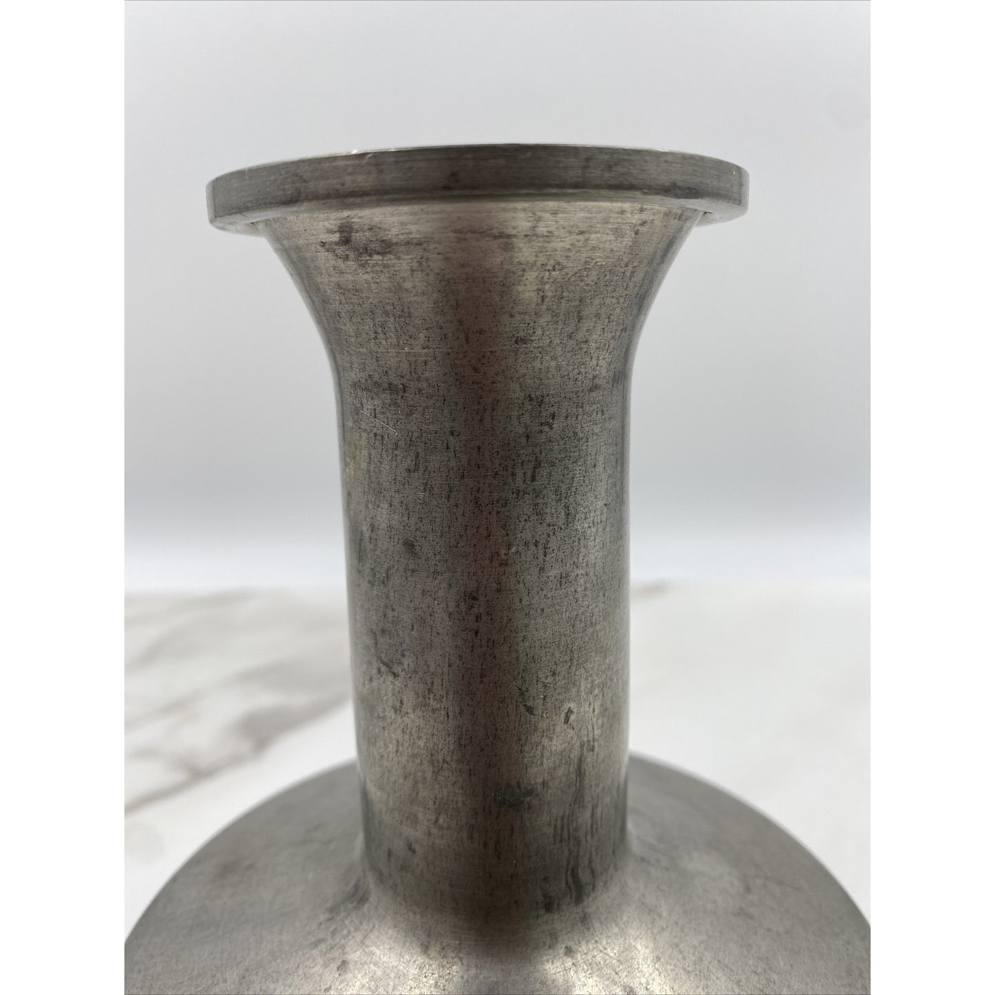 VTG Norsk Tinn Pewter Vase Bud Vase Vaga Etched Norwegian 7.5" Tall