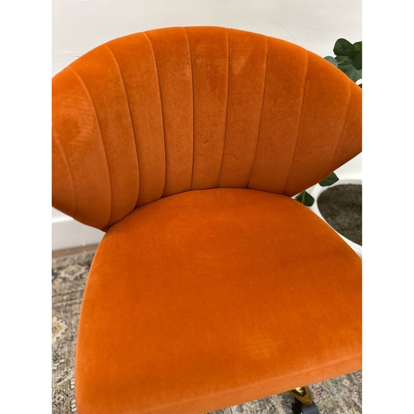 Ilia Task Office Chair Rolling Orange Velvet Gold New Karat Home