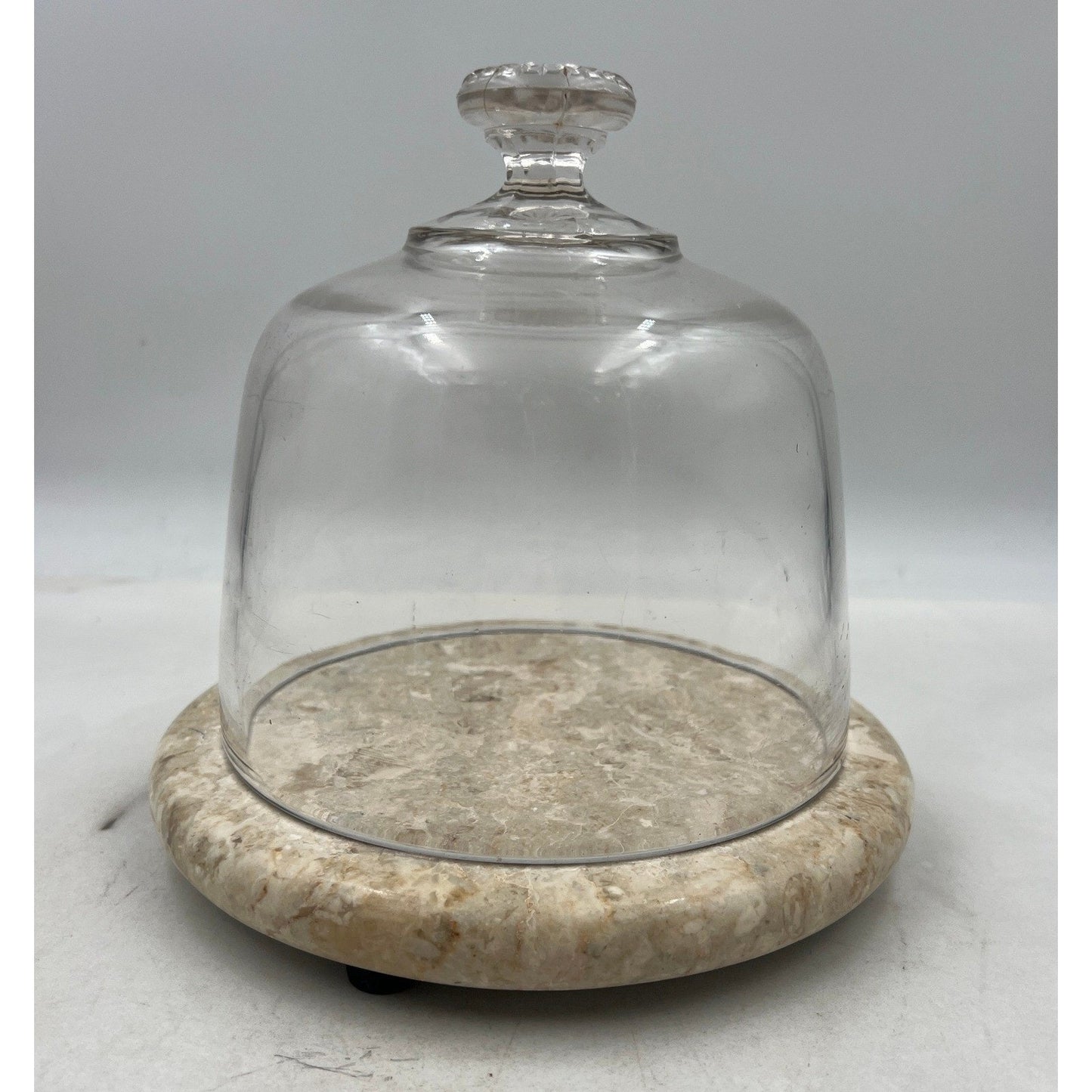 VTG Marble Base Glass Cloche Dome Cover Display Server Tray