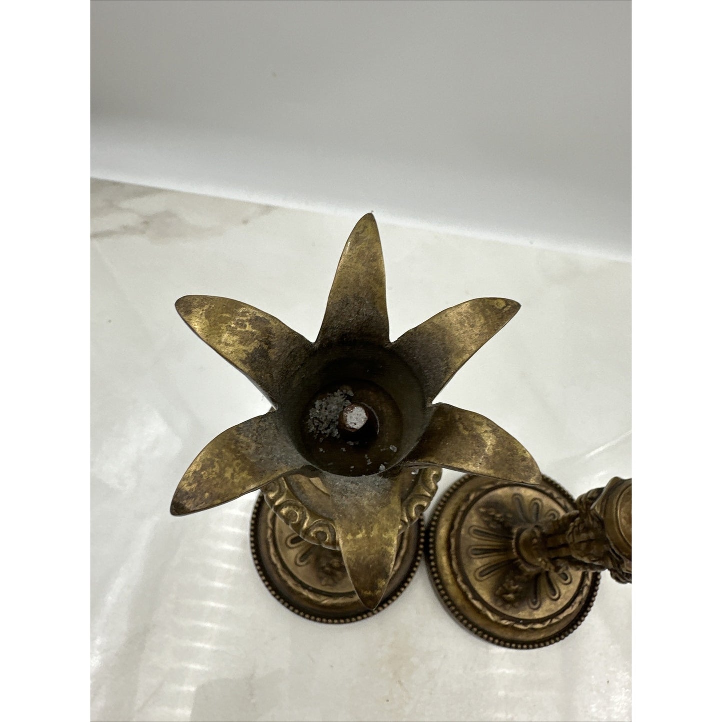 Vintage Brass Castilian Candle Holders Solid 12'' Lion Heads Set of 2