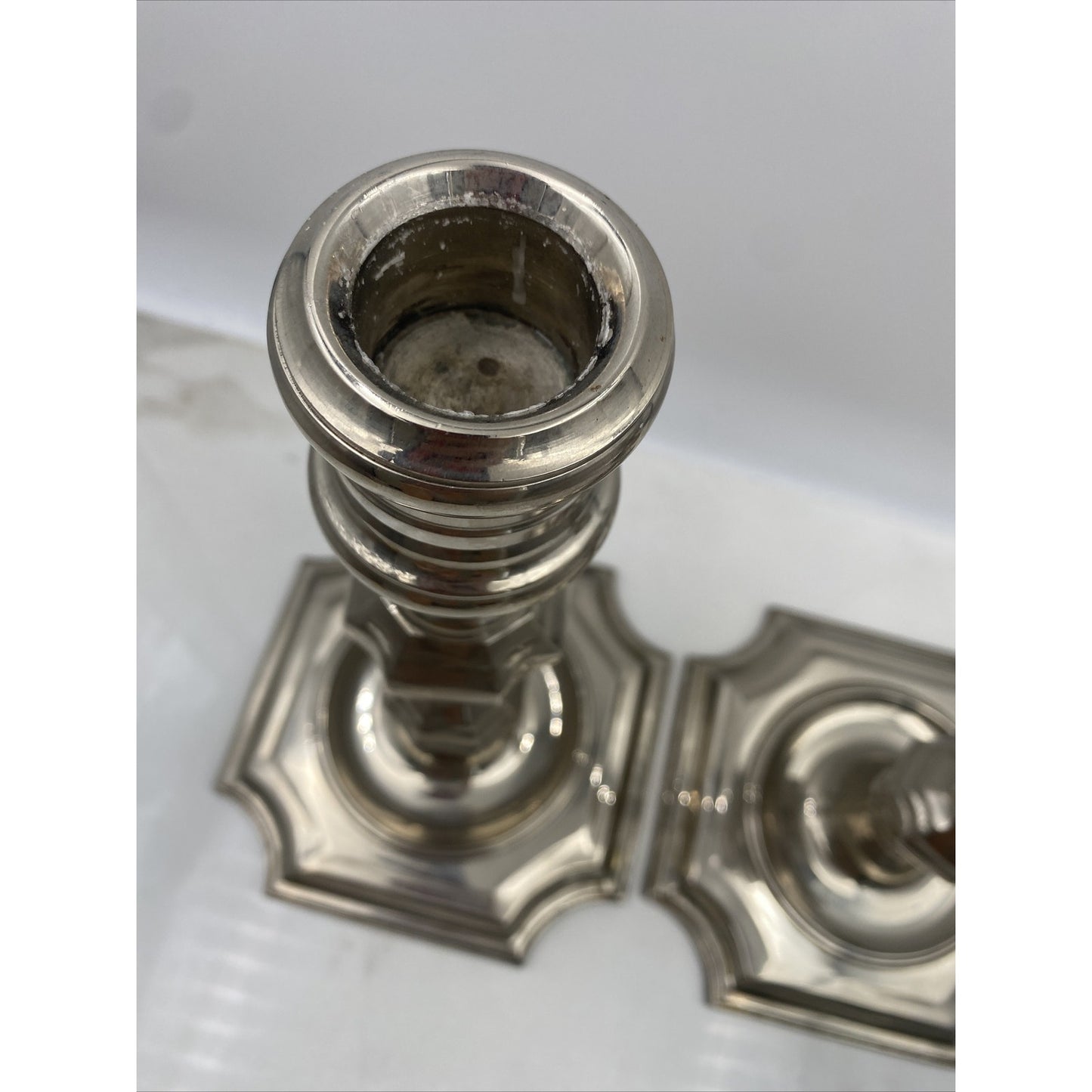 Vtg Chelsea House Candle Stick Holders Silver Plate Metal Heavy Italy 1984