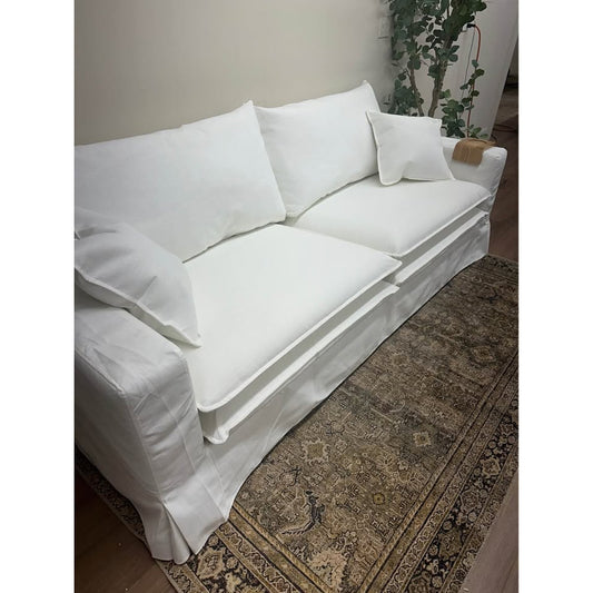 Alphonse Slipcovered Sofa Couch WHITE 86" Washable NEW!