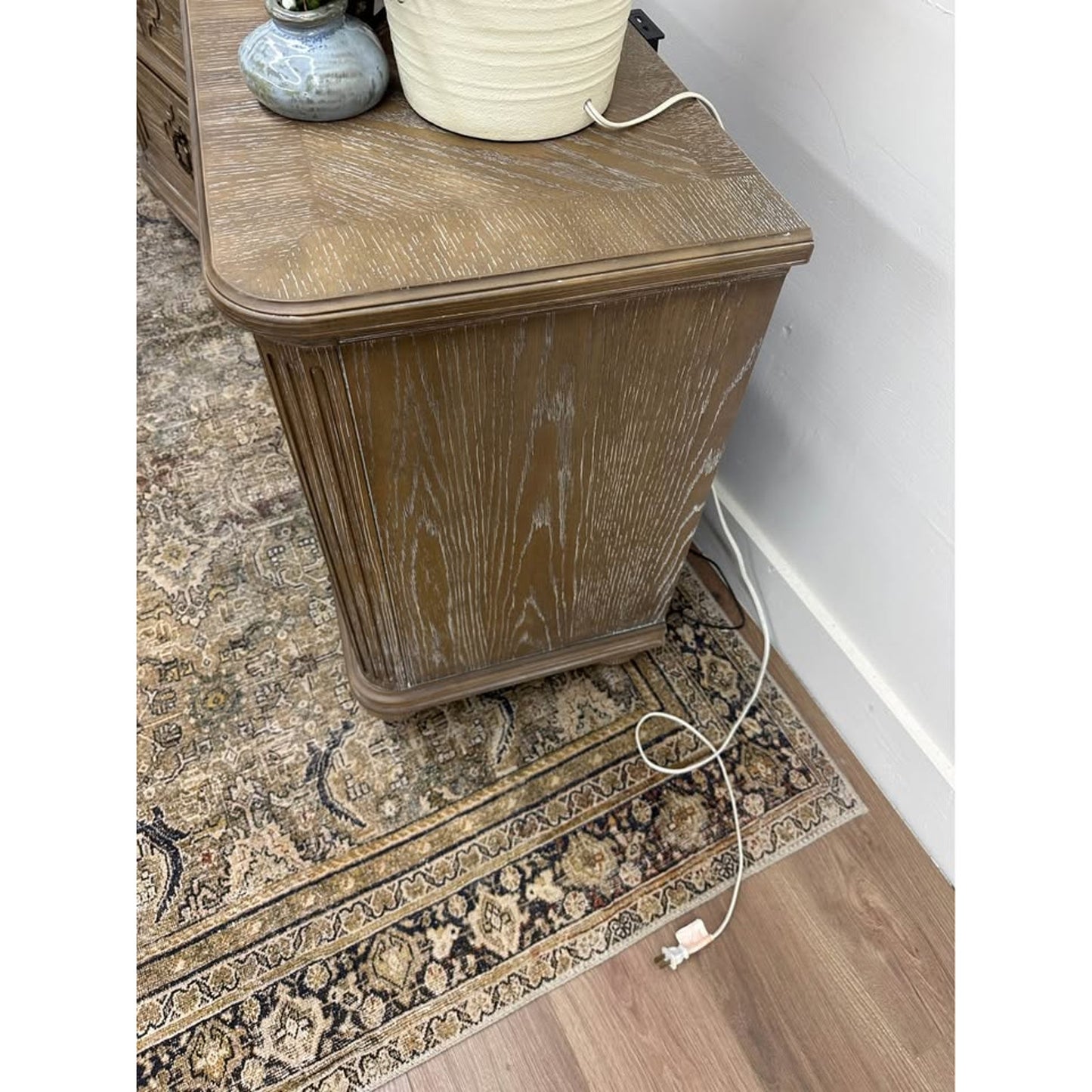 Furniture of America Aveline Modern Rustic Oak Solid Wood 2-Drawer Nightstand With USB Ports