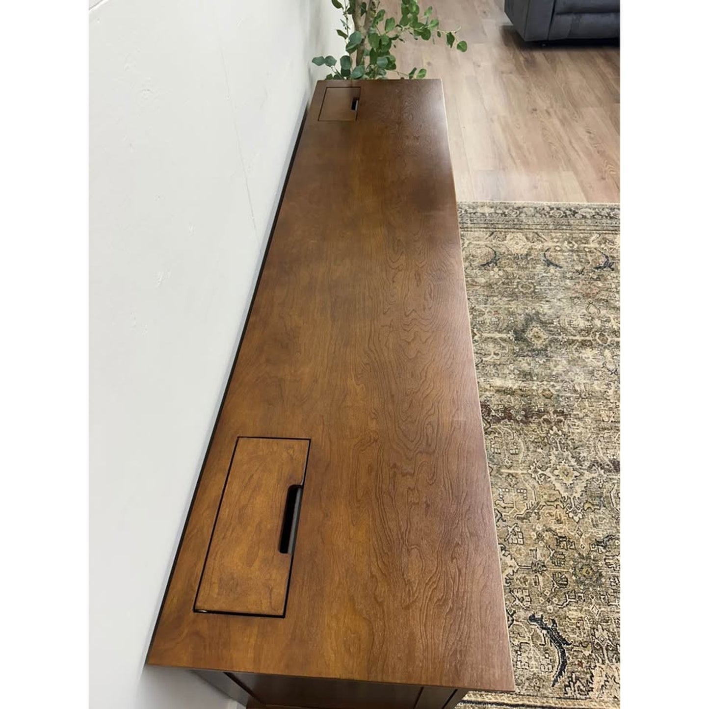 Tessa Traditional Storage TV Stand Wood Console Entertainment Built-in Outlets
