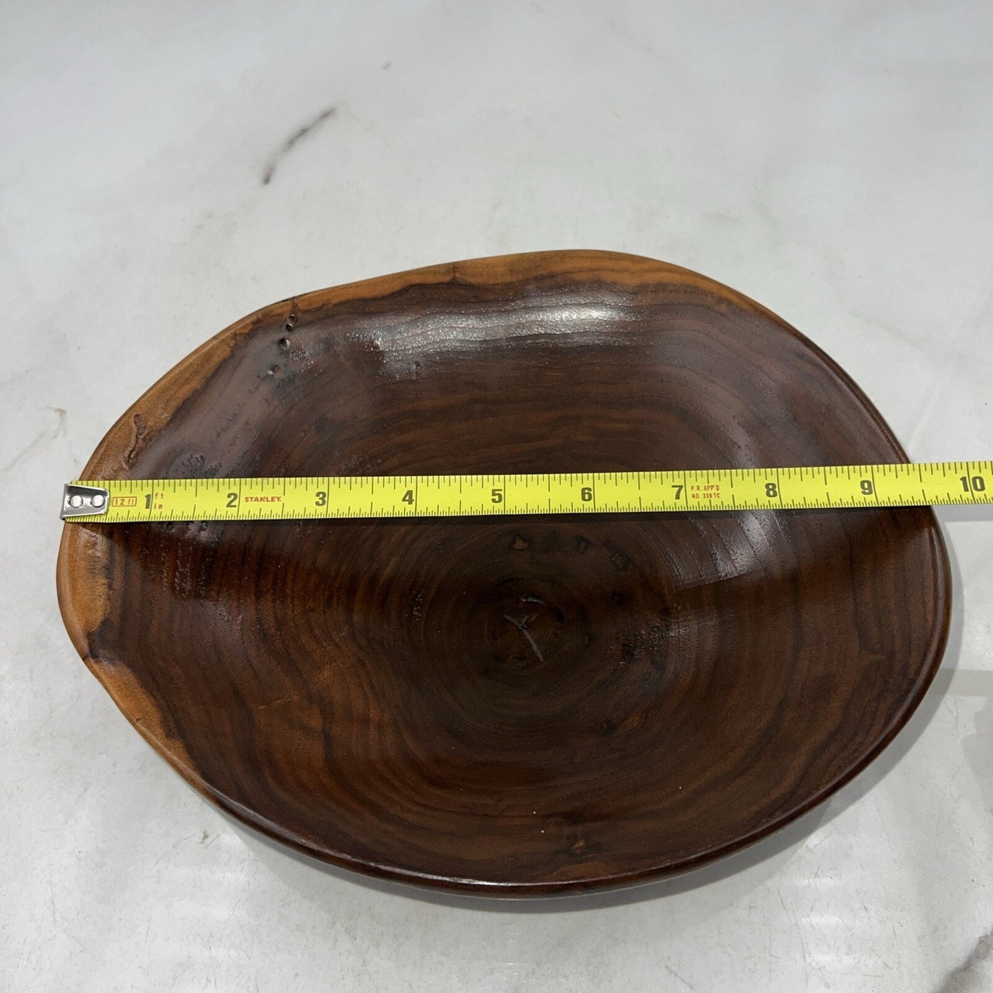 VTG Handmade Wooden Bowl W7"/H 2.5" Redwood California USA Stunning Hand Turned