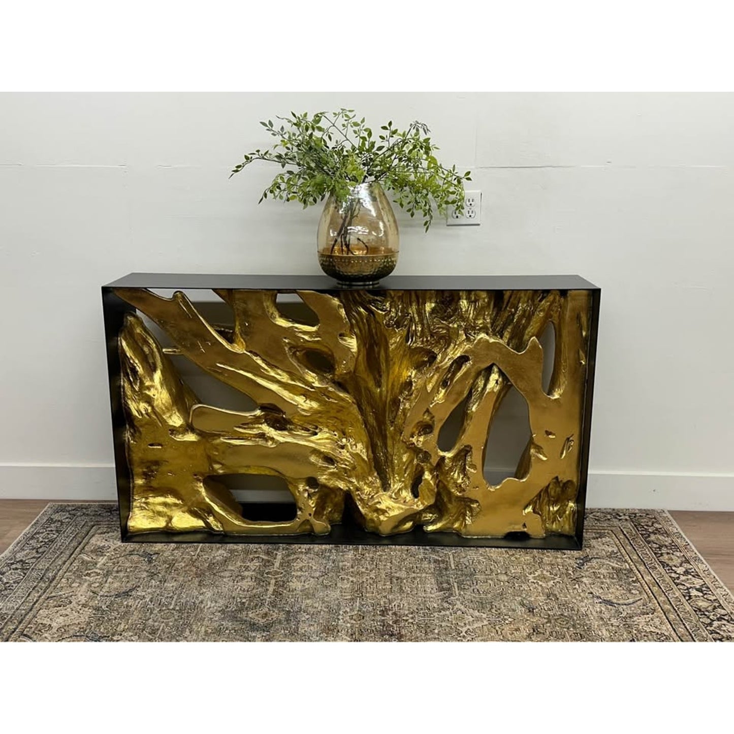 Cast Root Console Table, Iron Frame, Resin Gold Leaf Phillips Collection