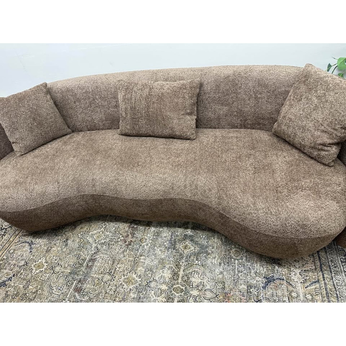 Curved Sofa Couch Brown Boucle Fabric Couch By Orren Ellis Kidney Bean