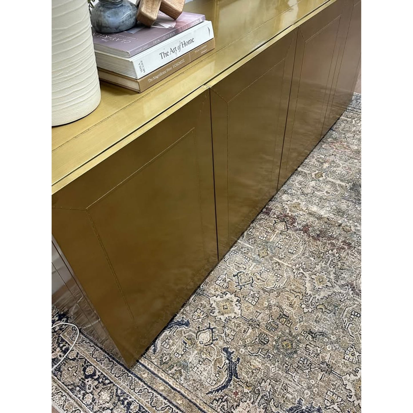 Four Hands Carlitha 72" Sideboard Gold Metal 4 Door Console Credenza Entry Buffet