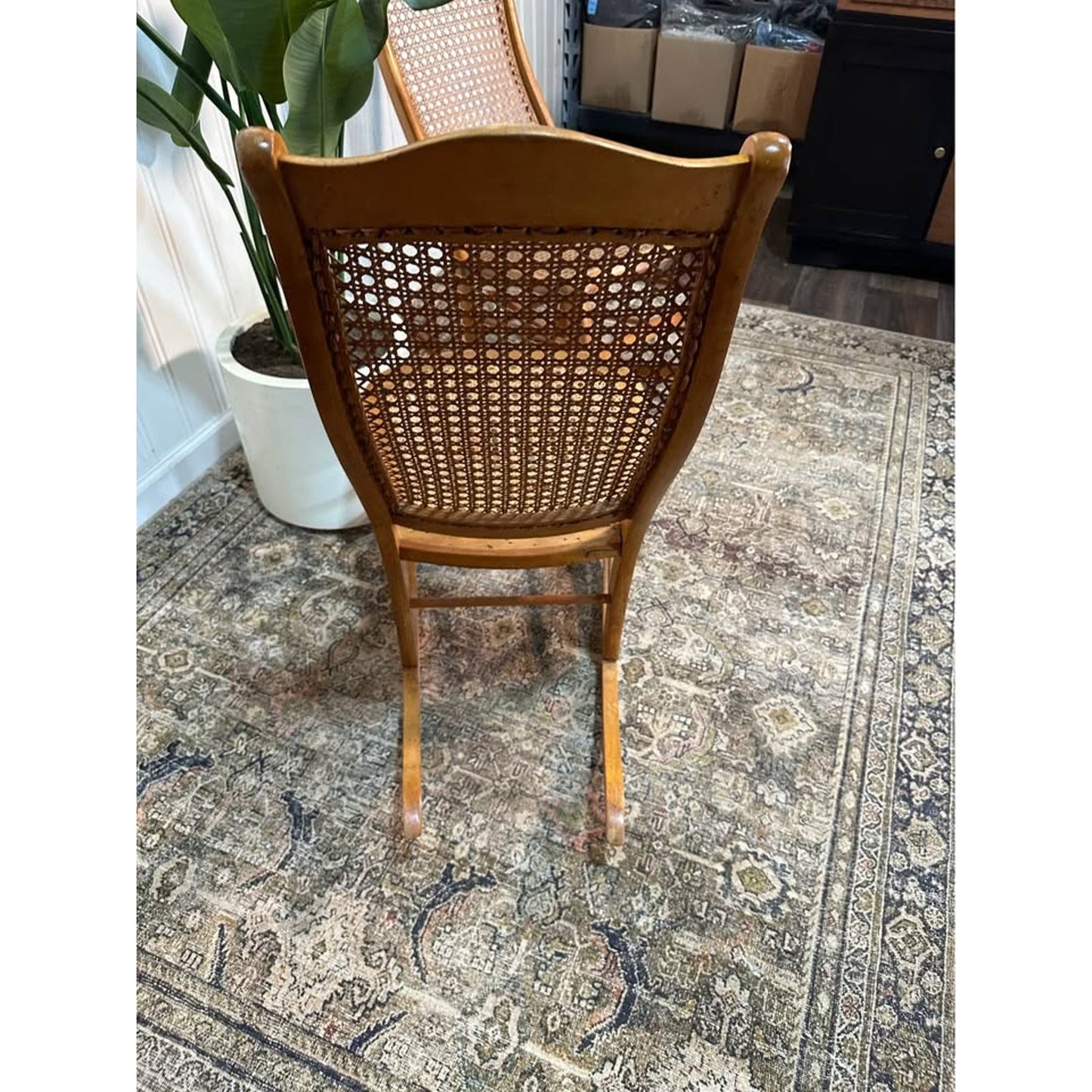 VTG Victorian Style Walnut With Cane Seat and Back Rocker Chairs Set of 2