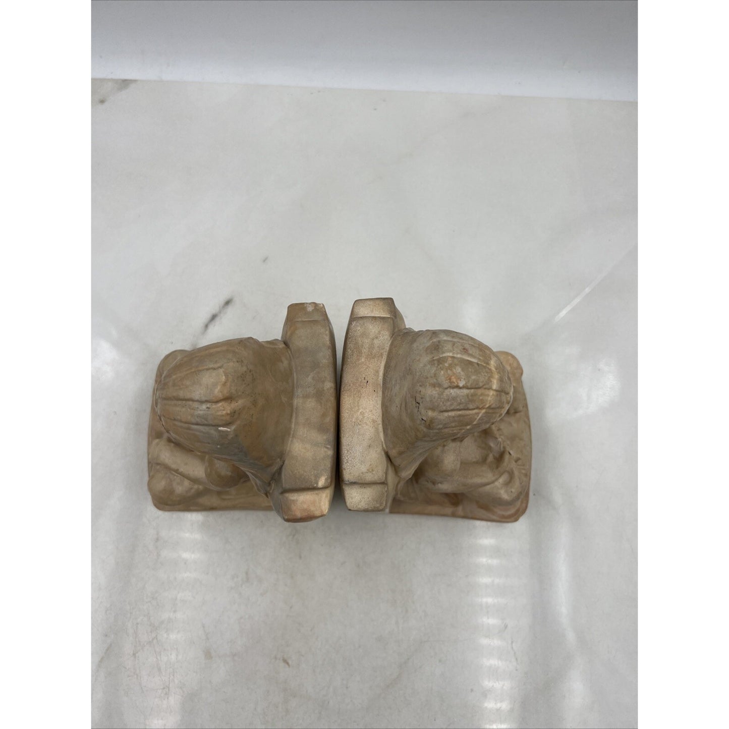 Vintage Montana Swirl Bookends Native American Chief Clay Pottery Set of 2