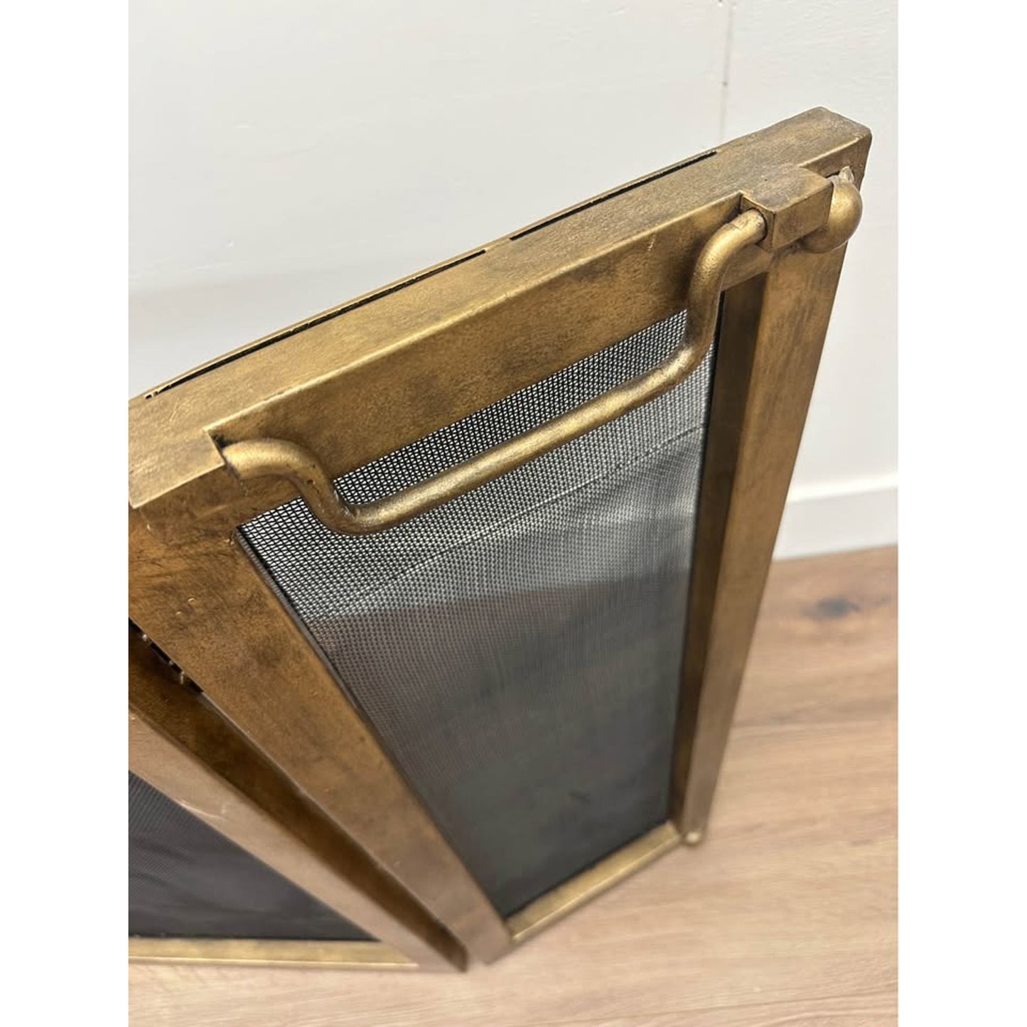 Pottery Barn Industrial Fireplace 48" 3-Panel -Brass Gold