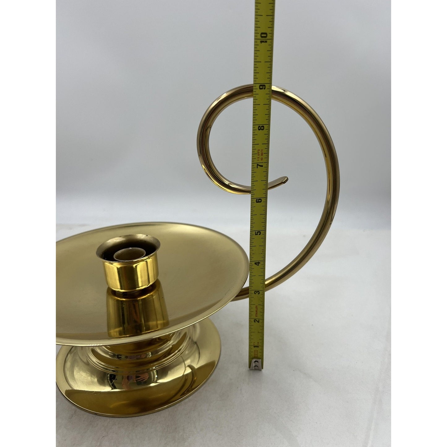 Vintage Baldwin Brass Chamberstick Candle Holder Forged in America Swirl Handle