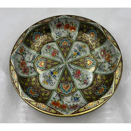 Dahler Decorated Ware Vintage Tin Tray Floral Gold Embossed Made England 1971