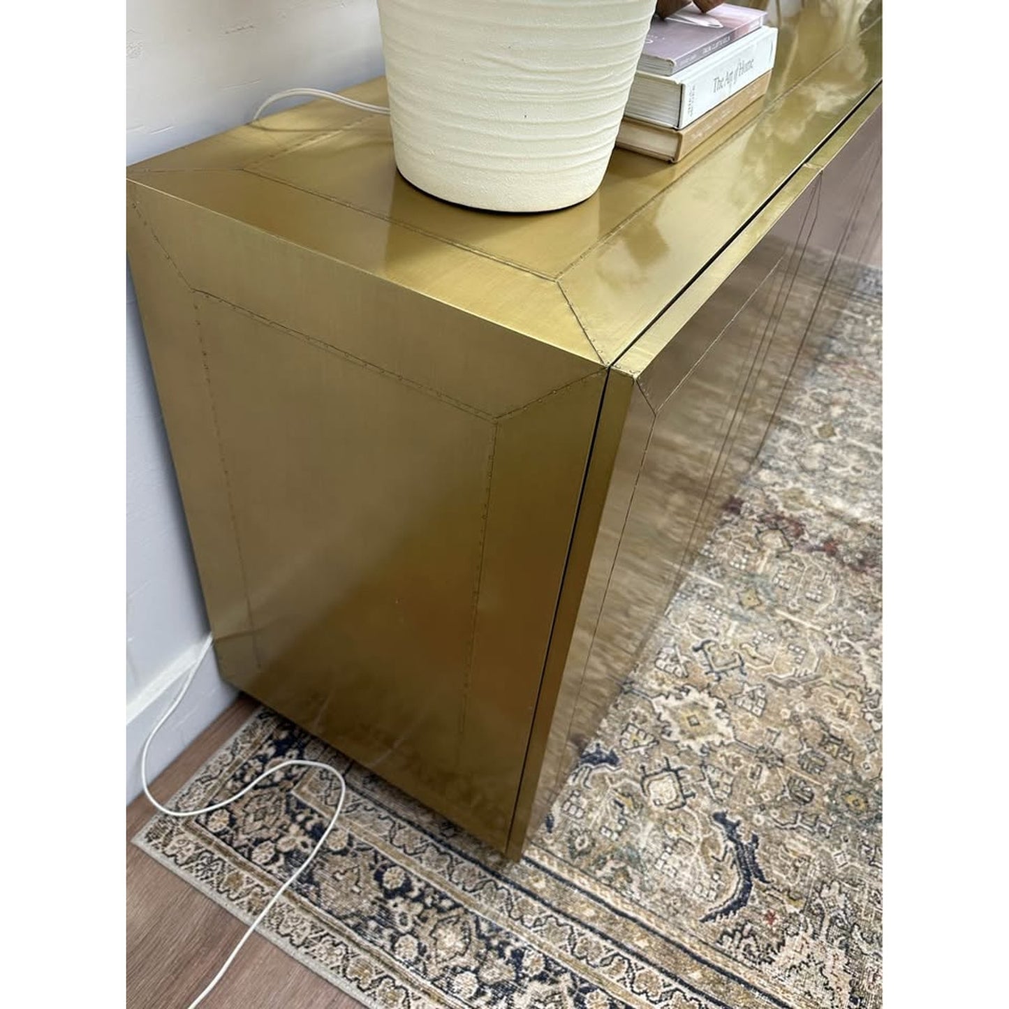 Four Hands Carlitha 72" Sideboard Gold Metal 4 Door Console Credenza Entry Buffet