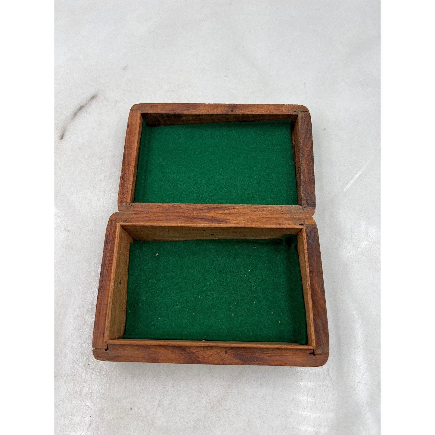 Hand Carved Wooden Jewelry Box Trinket Keepsake Ornate Floral Inlay