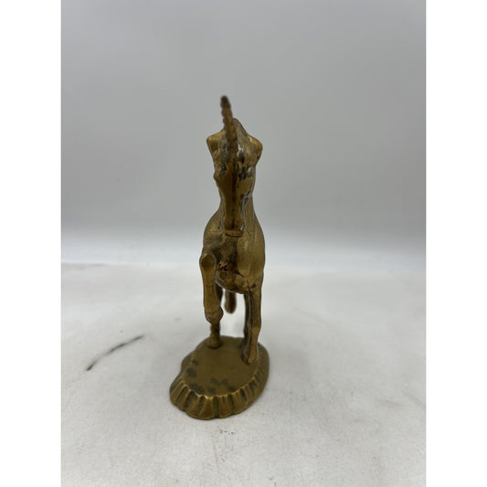 Vintage Brass Unicorn Figurine Statue Prancing Horse 8" Battlefield Antiques Tai