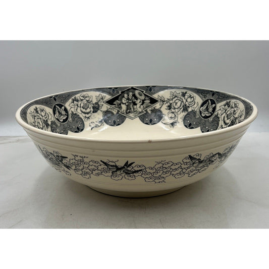 VTG Brownfield Sado Large Serving Bowl Floral Dragon Birds Ironstone