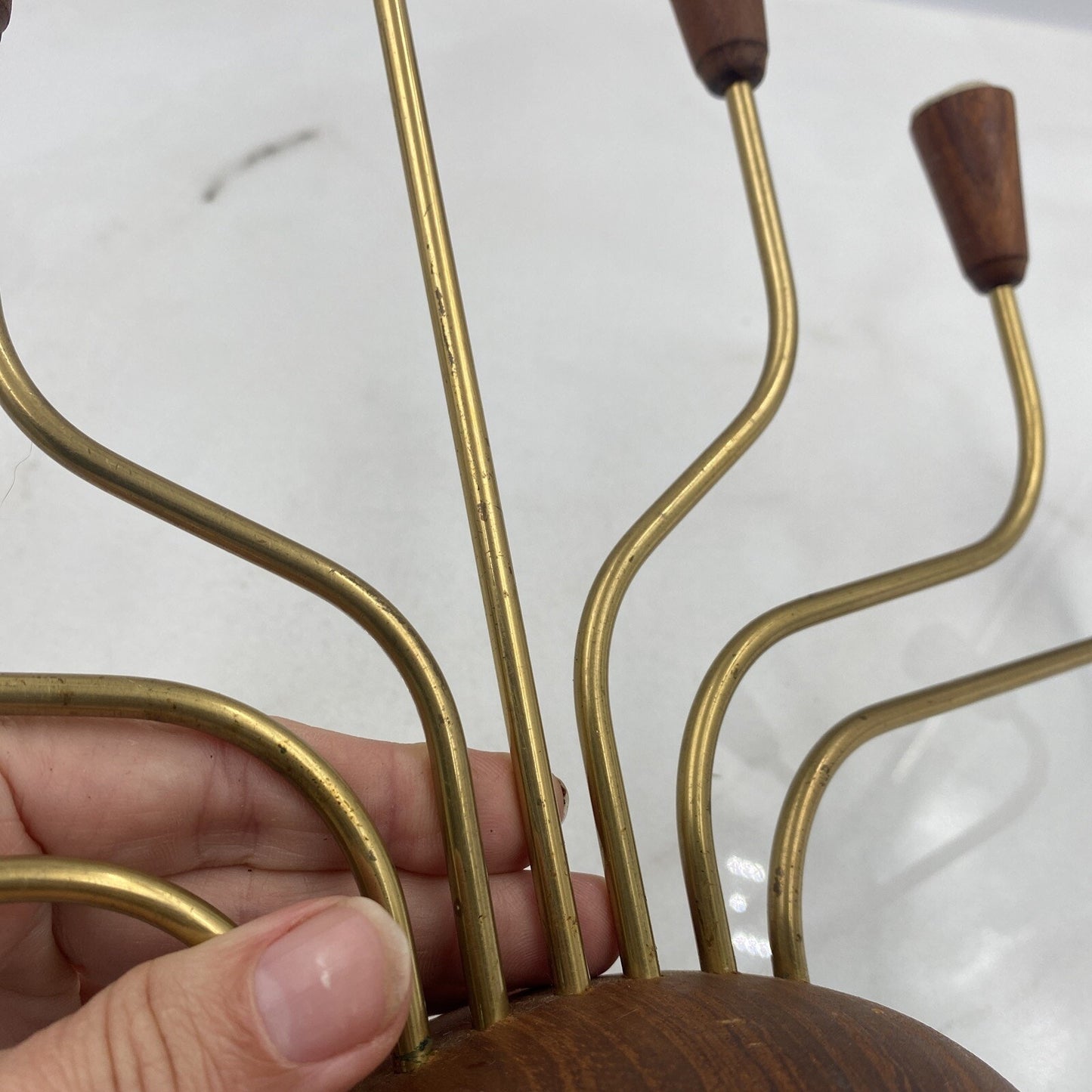 VTG Teak Candelabra Candle Holder Brass Mid Century Modern by Gunnar Ander?