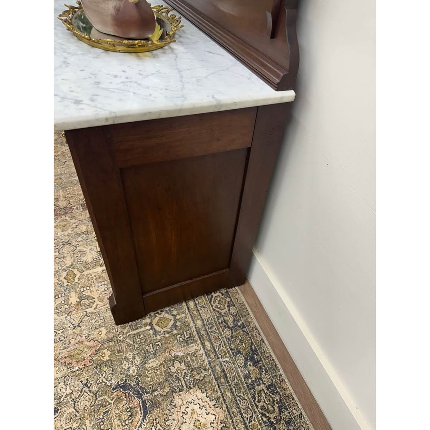 Victorian Eastlake Antique Walnut Chest or Dresser Marble Top Mirror