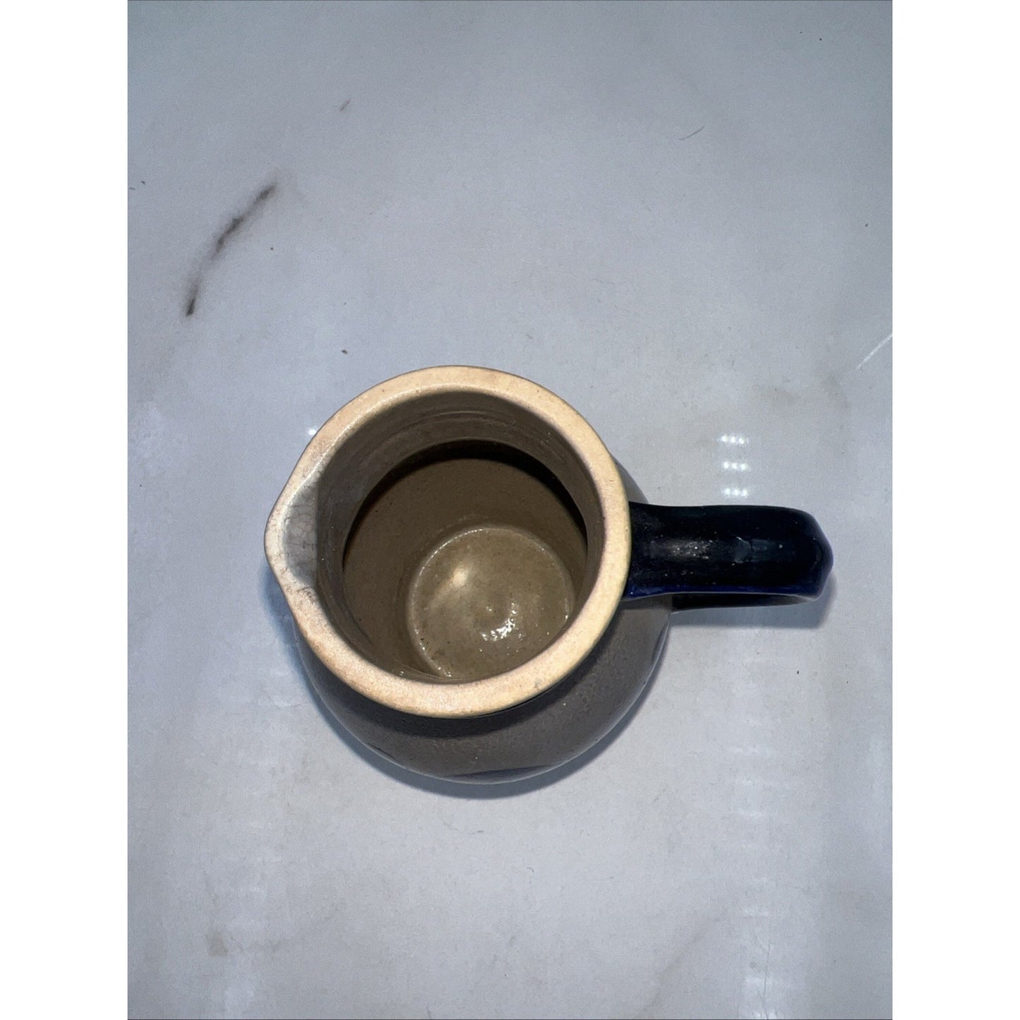 Vintage German Handmade Jug Creamer Handarbeit Blue Salt Glazed 0.25 L
