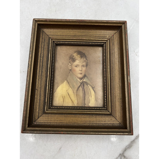 Vintage Arthur Garrett Peter Portrait Print Framed Boy G.A.A. Richards Boston