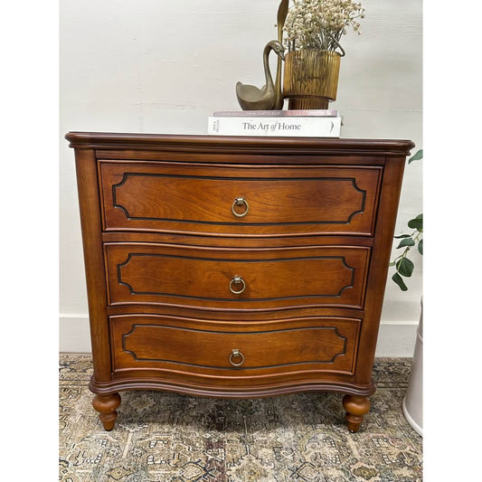 Alois 3 Drawer Nightstand End Table Wood Brown Finish Built In Outlet