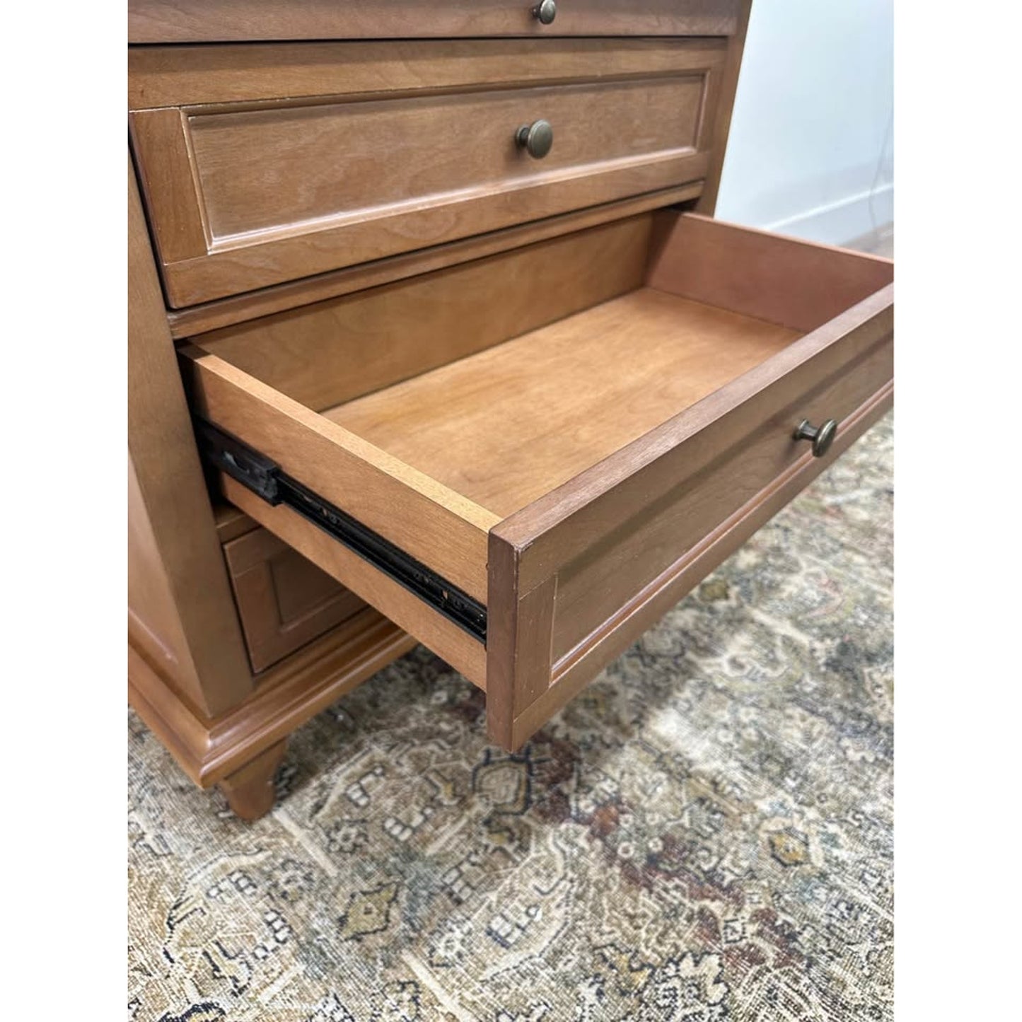 Dominic 3 Drawer Nightstand Seadrift Stain Built-In Outlets Wood