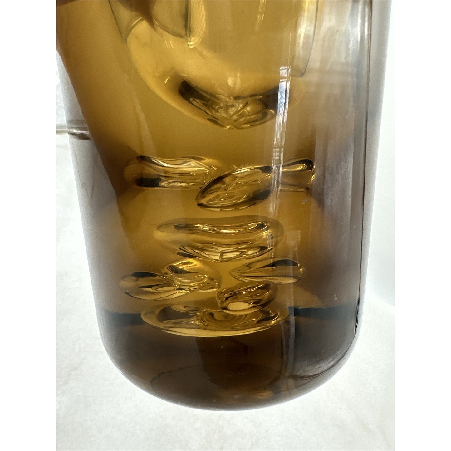 Jan Beranek Skrdlovice Amber Glass Vase MCM Hand-Blown Smoked Murine Detailing