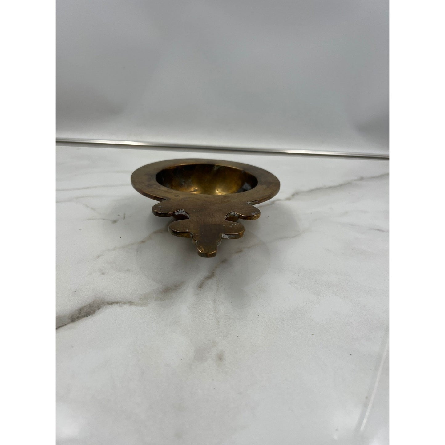 Vintage Almazan Spain Brass Bowl Ornate Handle Small Catchall Dish Ashtray