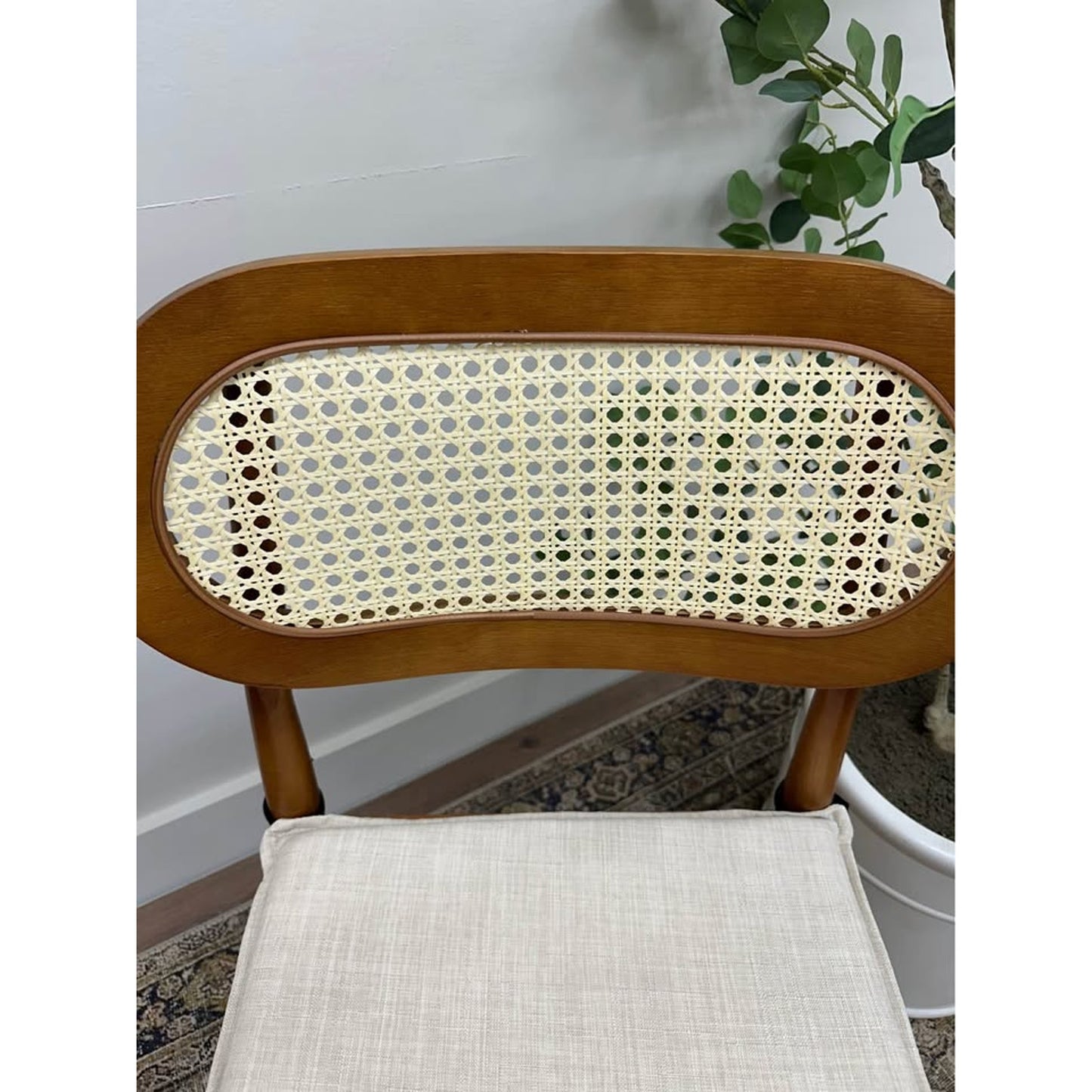 Konstantin Rattan Cane Back Dining Chairs Kitchen Chair with Cushion -Brown