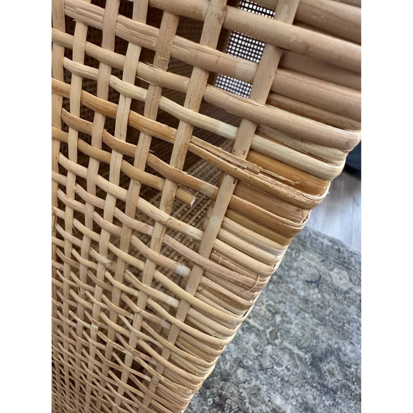 Natural Rattan Storage Cabinet - 3-Tier Handwoven Wicker Accent Cabinet Double Doors Elevated Base