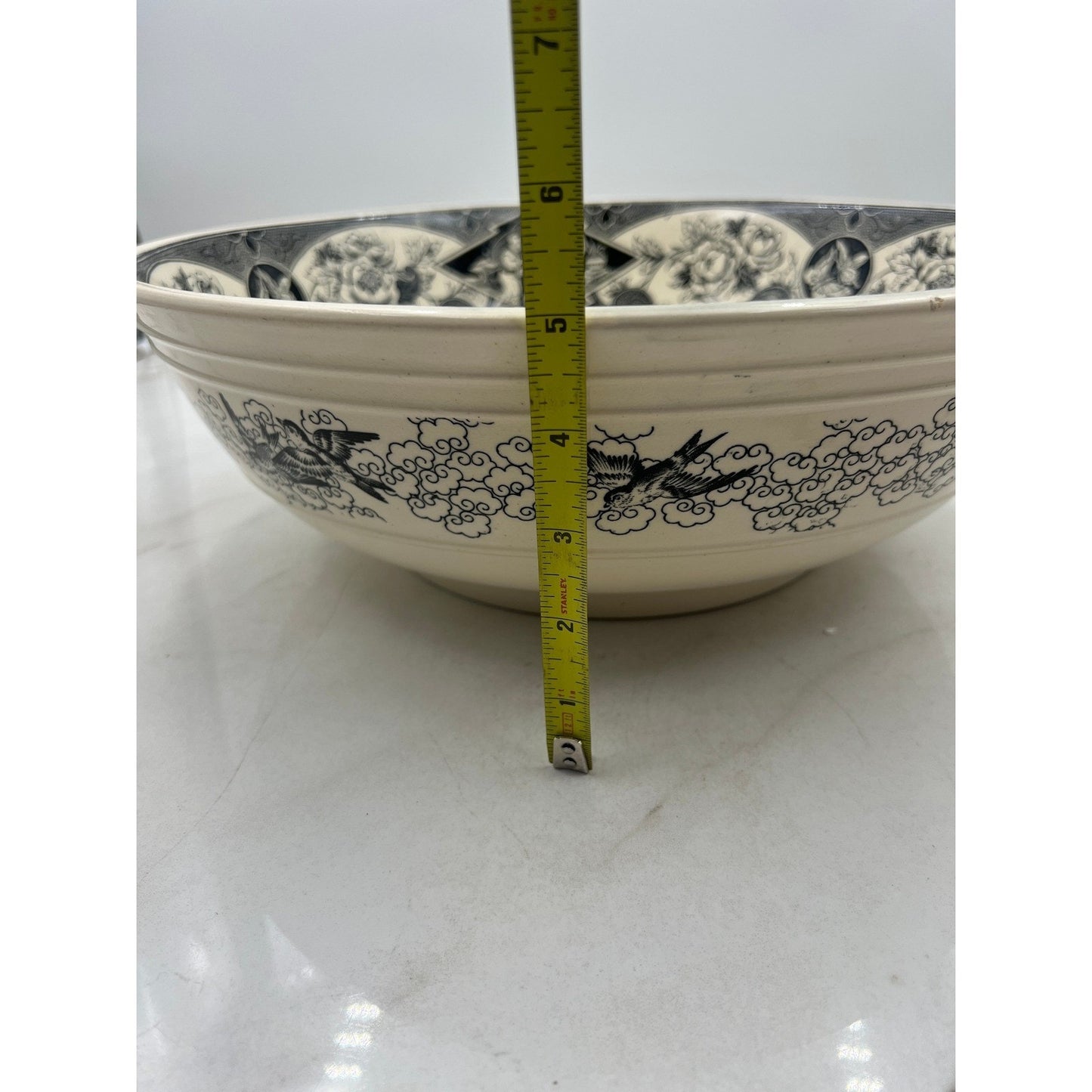 VTG Brownfield Sado Large Serving Bowl Floral Dragon Birds Ironstone
