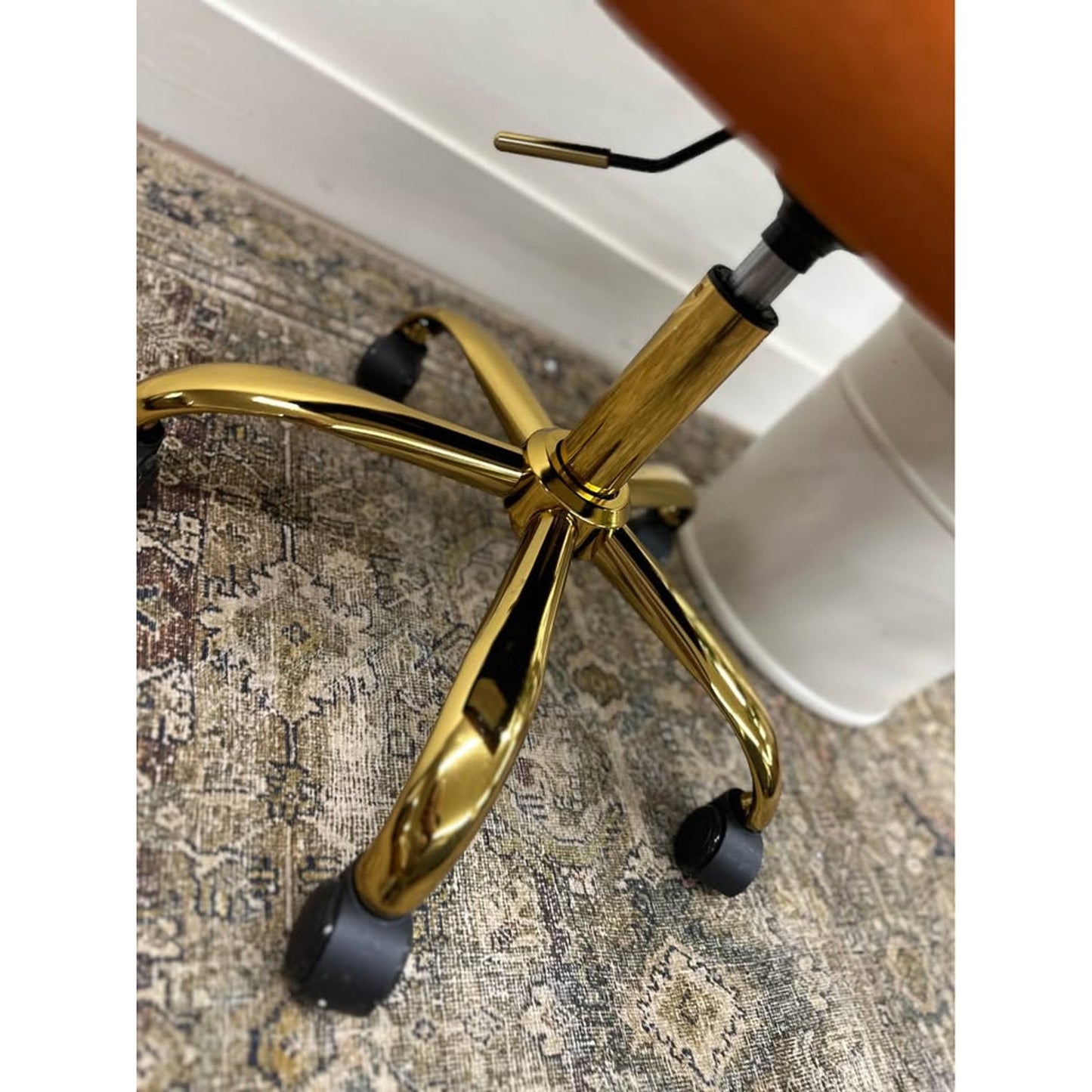 Ilia Task Office Chair Rolling Orange Velvet Gold New Karat Home