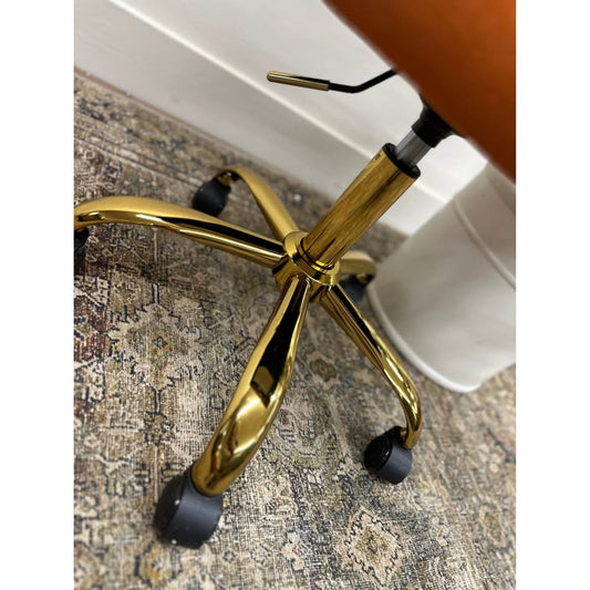 Ilia Task Office Chair Rolling Orange Velvet Gold New Karat Home