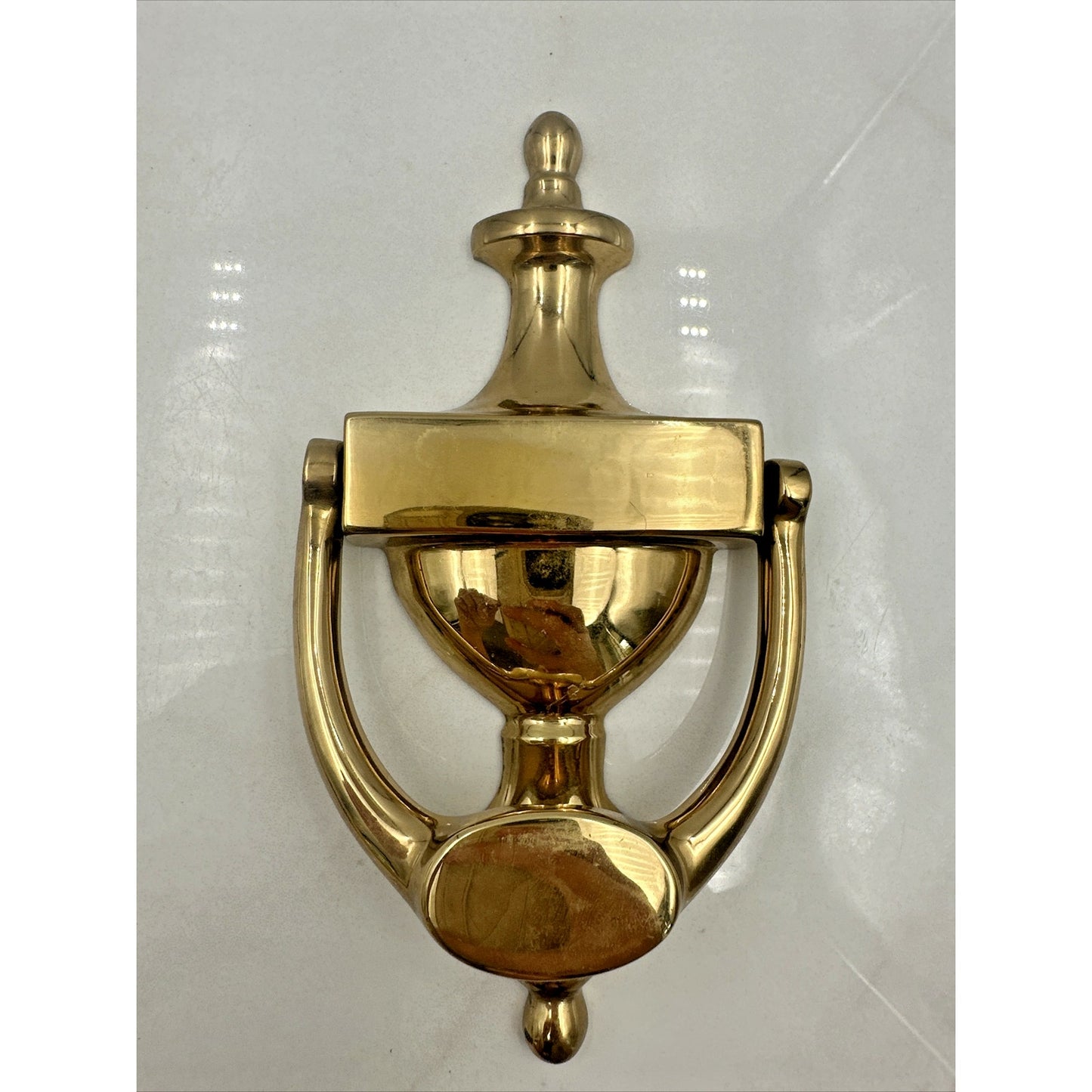 Vintage Brasscrafters Brass Door Knocker Urn Finial Style Portugal 7.5"