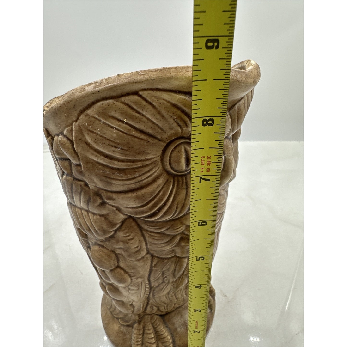 Vintage Ceramic Pitcher Jug Brown Owl 8.5” Tall MCM Vase
