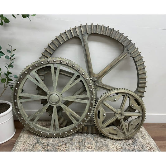 Metallic Industrial Gear Interlude Home Wyatt Industrial Wall Gears Steampunk Set of 3 BIG!!