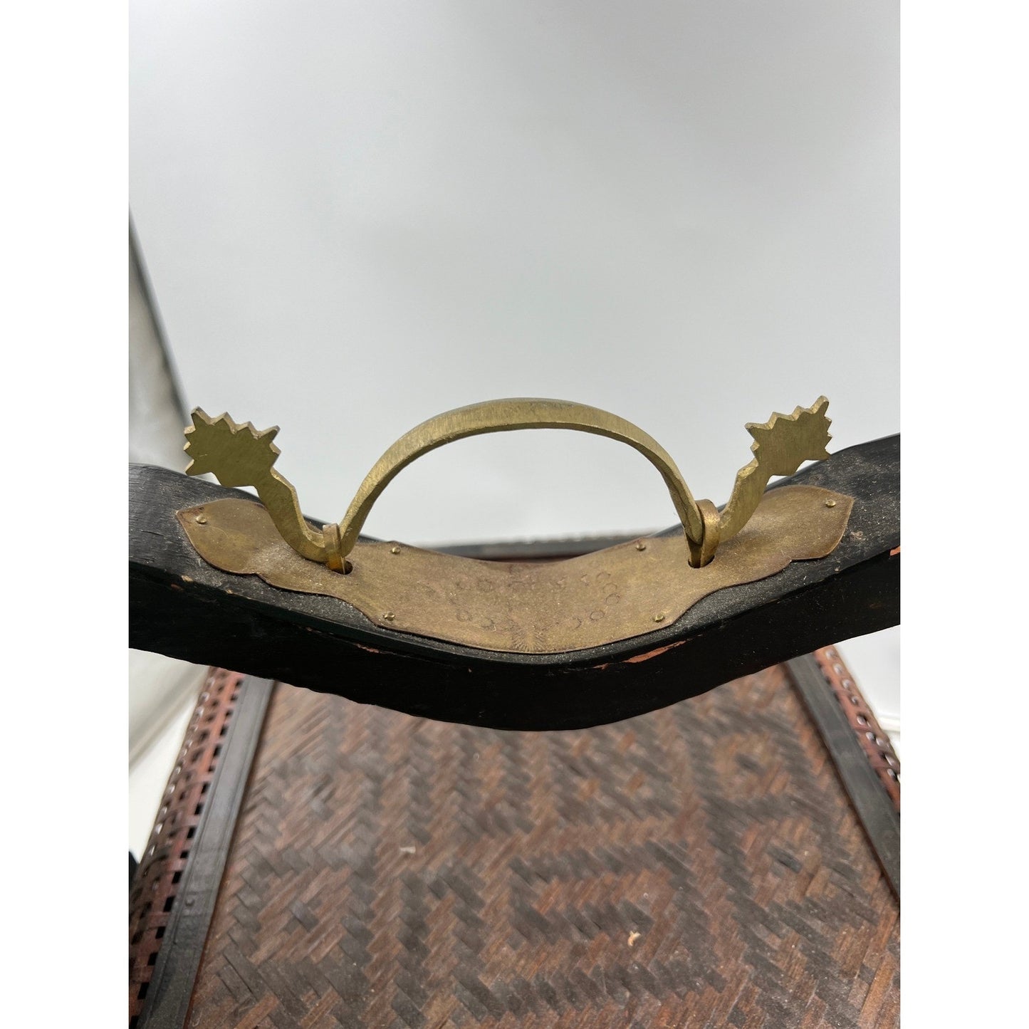 Vintage 3 Tier Chinese Wedding Basket Rattan Bamboo Design w/ Brass Deco