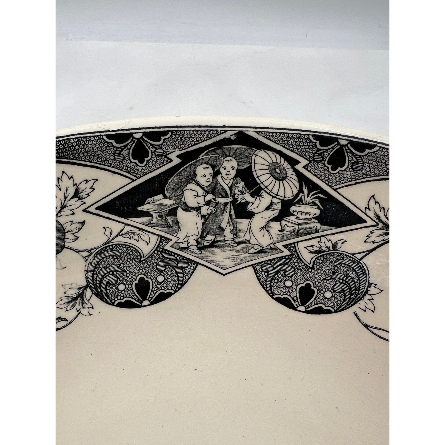 VTG Brownfield Sado Large Serving Bowl Floral Dragon Birds Ironstone
