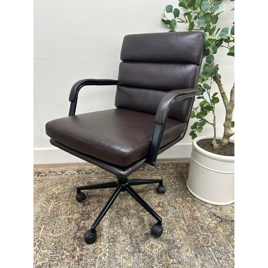 Joseph Task Chair-Brown Faux Leather Rolling Office Chair