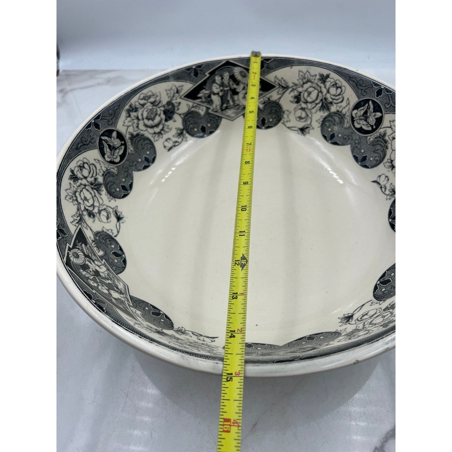 VTG Brownfield Sado Large Serving Bowl Floral Dragon Birds Ironstone